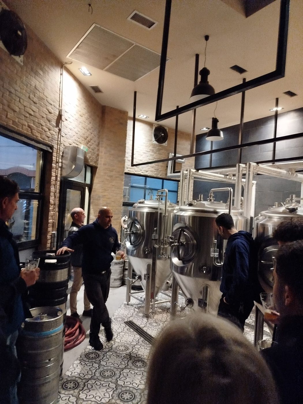 The copper kettles inside the brewery