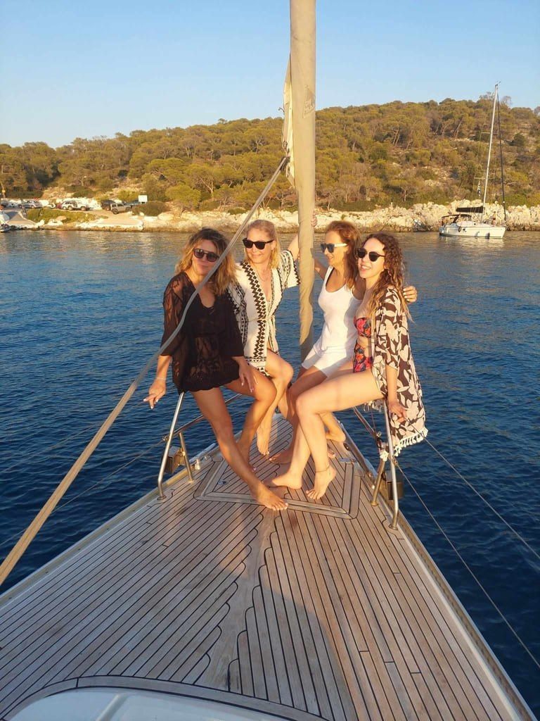 On the bow, crossing the Saronic